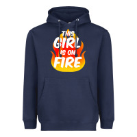 Navy This Girl Is On Fire Fierce Lady Woman Power Go Girls Fiery Heavyweight Hoodie - StudioElite