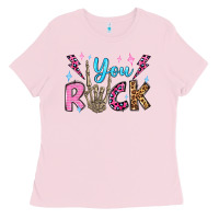 Bubblegum Pink you rock valentine's day olivia Ladies Tee - OliviaCreatesArt