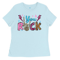 Baby Blue you rock valentine's day olivia Ladies Tee - OliviaCreatesArt
