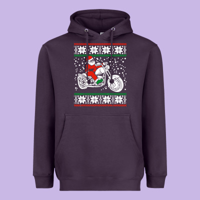 Santa Ridin Motocycle Heavyweight Hoodie Designed By Studioelite