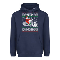 Navy santa ridin motocycle Heavyweight Hoodie - StudioElite