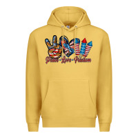 Antique Gold peace love freedom Premium Hoodie - RacoonDesign