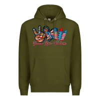 Army Green peace love freedom Premium Hoodie - RacoonDesign