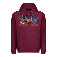 Burgundy peace love freedom Premium Hoodie - RacoonDesign