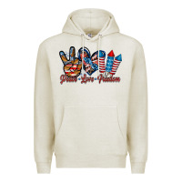 Oatmeal Heather peace love freedom Premium Hoodie - RacoonDesign