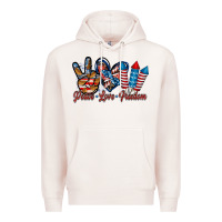 Pale Pink peace love freedom Premium Hoodie - RacoonDesign