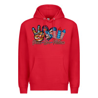 Red peace love freedom Premium Hoodie - RacoonDesign