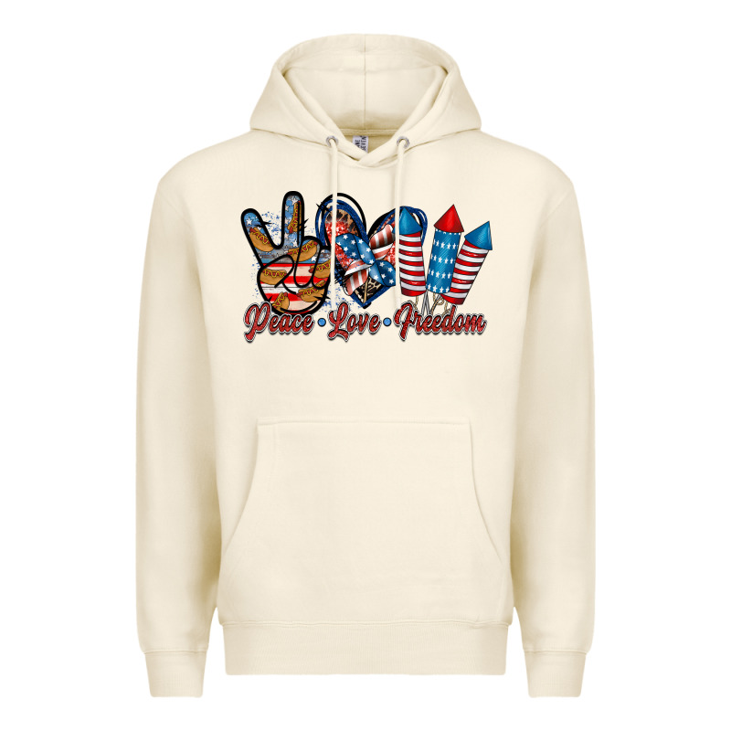 Peace Love Freedom Premium Hoodie by RacoonDesign | Teevron