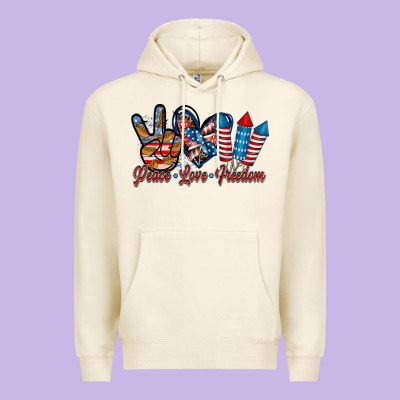 Peace Love Freedom Premium Hoodie Designed By Racoondesign