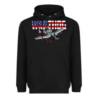 Black Military Airplane A-10 Warthog American Flag Heavyweight Hoodie - StudioElite