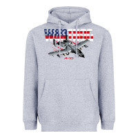 Heather Grey Military Airplane A-10 Warthog American Flag Heavyweight Hoodie - StudioElite