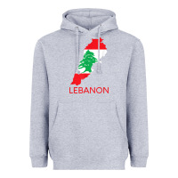 Heather Grey Lebanon Flag Cedar Tree Beirut Lebanese Arabic Arab Islam Heavyweight Hoodie - StudioElite