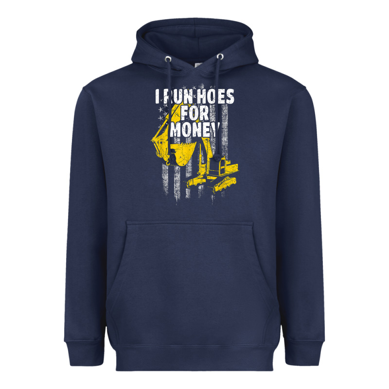 Heavy Equipment Operator I Run Hoes For Money Usa Flag T Shirt Heavyweight Hoodie by StudioElite | Teevron