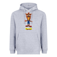 Heather Grey Crash Bandicoot  Yo Yo Heavyweight Hoodie - StudioElite