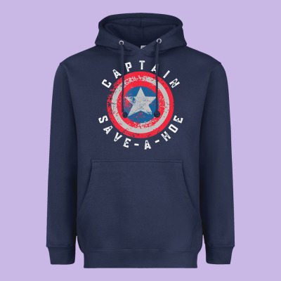 Captain Save-a-hoe Vintage Funny Retro Heavyweight Hoodie Designed By Studioelite