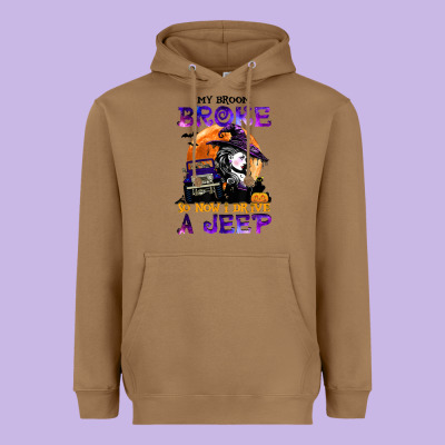 My Broom Broke So Now I Drive A J.e.e.p Witch Halloween T Shirt Heavyweight Hoodie Designed By Studioelite