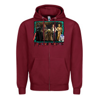 Burgundy friends movie characters Zipper Hoodie - AdoDesignShop
