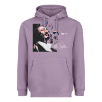 Lavender Original Portrait of Luciano Pavarotti Heavyweight Hoodie - StudioElite