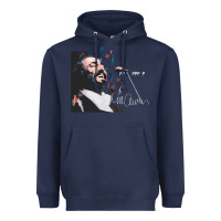 Navy Original Portrait of Luciano Pavarotti Heavyweight Hoodie - StudioElite