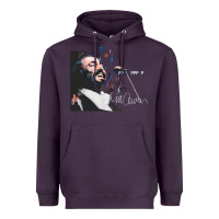 Plum Original Portrait of Luciano Pavarotti Heavyweight Hoodie - StudioElite