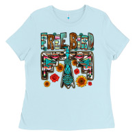Baby Blue western free bird Ladies Tee - OliviaCreatesArt