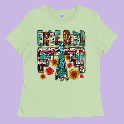 Western Free Bird Ladies Tee Designed By Oliviacreatesart