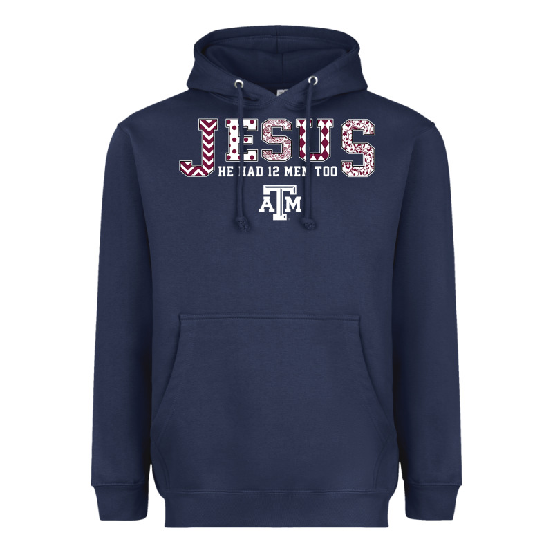 Texas A&m Aggies Jesus - Had 12 Men - Patterned Heavyweight Hoodie by PixelFlow | Teevron