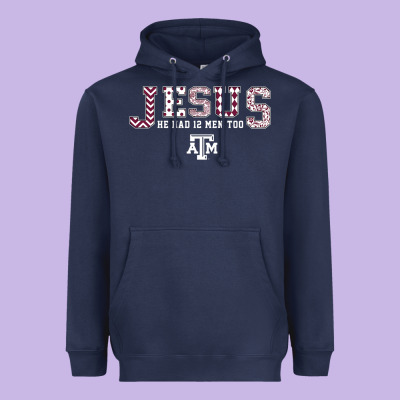 Texas A&m Aggies Jesus - Had 12 Men - Patterned Heavyweight Hoodie Designed By Pixelflow
