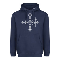 Navy haitian veve  voodoo symbol t shirt Heavyweight Hoodie - PixelFlow