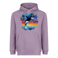 Lavender Orca Killer Whale Starry Night Impressionist Dog Art By Aja Heavyweight Hoodie - PixelFlow