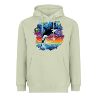 Matcha Orca Killer Whale Starry Night Impressionist Dog Art By Aja Heavyweight Hoodie - PixelFlow