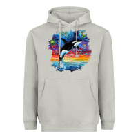 Moon Dust Orca Killer Whale Starry Night Impressionist Dog Art By Aja Heavyweight Hoodie - PixelFlow