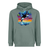 Sage Orca Killer Whale Starry Night Impressionist Dog Art By Aja Heavyweight Hoodie - PixelFlow