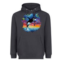 Smoke Orca Killer Whale Starry Night Impressionist Dog Art By Aja Heavyweight Hoodie - PixelFlow