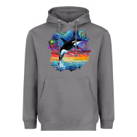 Storm Orca Killer Whale Starry Night Impressionist Dog Art By Aja Heavyweight Hoodie - PixelFlow