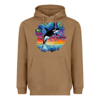 Toasted Coconut Orca Killer Whale Starry Night Impressionist Dog Art By Aja Heavyweight Hoodie - PixelFlow