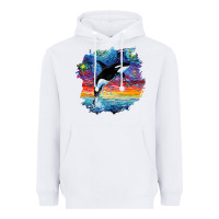 White Orca Killer Whale Starry Night Impressionist Dog Art By Aja Heavyweight Hoodie - PixelFlow
