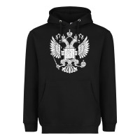Black russian double headed eagle for a russia fan gift t shirt Heavyweight Hoodie - PixelFlow