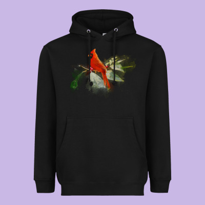 Wild Red Cardinal Bird Long Sleeve Heavyweight Hoodie Designed By Pixelflow