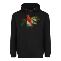Black wild red cardinal bird long sleeve Heavyweight Hoodie - PixelFlow