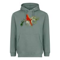 Sage wild red cardinal bird long sleeve Heavyweight Hoodie - PixelFlow