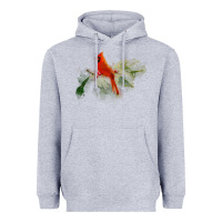 Heather Grey wild red cardinal bird long sleeve Heavyweight Hoodie - PixelFlow