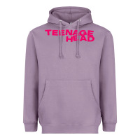 Lavender Teenage Head Print (Pink) Plain Heavyweight Hoodie - PixelFlow