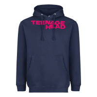 Navy Teenage Head Print (Pink) Plain Heavyweight Hoodie - PixelFlow
