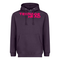 Plum Teenage Head Print (Pink) Plain Heavyweight Hoodie - PixelFlow