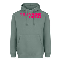 Sage Teenage Head Print (Pink) Plain Heavyweight Hoodie - PixelFlow