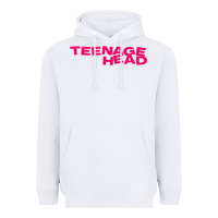 White Teenage Head Print (Pink) Plain Heavyweight Hoodie - PixelFlow