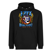 Black Kppx Rebel Radio Heavyweight Hoodie - PixelFlow