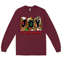 Burgundy Joy To The World Long Sleeve Tee - FaDigitalArtStudio
