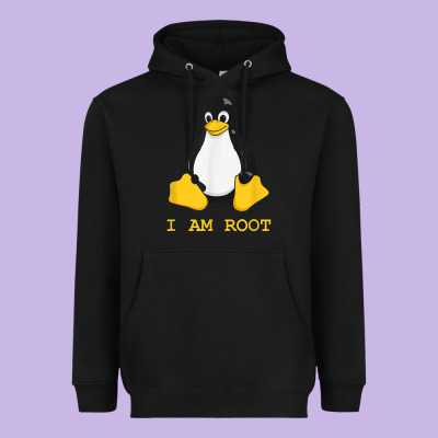 Linux Mascot Tux The Penguin I Am Root Tshirt Men Women Kids Heavyweight Hoodie Designed By Pixelflow